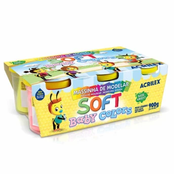 Kit Massinha de Modelar - ART KIDS - Soft Baby Colors - 6 Potes - Acrilex