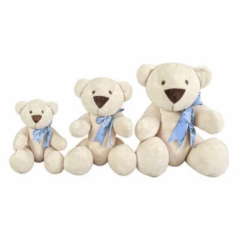 Kit Pelúcias - 3 Ursos - Ursinho Petuti Artic com Lacinho Azul - G-M-P - Anjos Baby