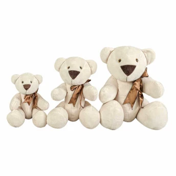 Kit Pelúcias - 3 Ursos - Ursinho Petuti Artic com Lacinho Marrom - G-M-P - Anjos Baby