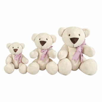 Kit Pelúcias - 3 Ursos - Ursinho Petuti Artic com Lacinho Rosa - G-M-P - Anjos Baby