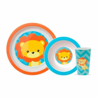 Kit Refeição Infantil - Prato - Bowl - Copinho - Animal Fun - Leão - Buba 