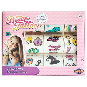 Kit Tatuagem Temporária Infantil - Beaut Tattoo - 120 Adesivos - Toyng