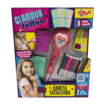 Kit Tatuagem Temporária Infantil - Glamour Tattoo - Caneta Tatuadora - Toyng