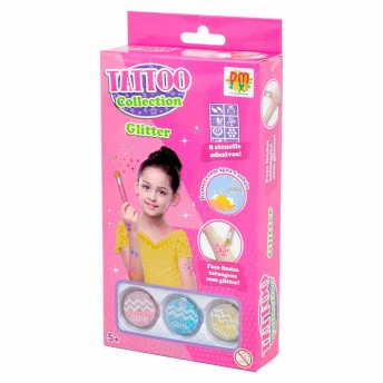 Kit Tatuagem Temporária Infantil - Tattoo Collection - Glitter - DM Toys