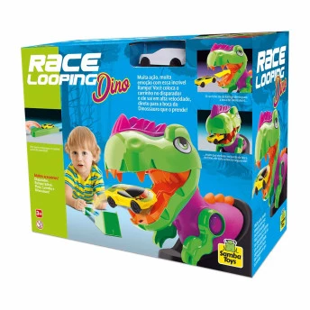 Lançador com Veículo - Race Looping - Dino - Samba Toys