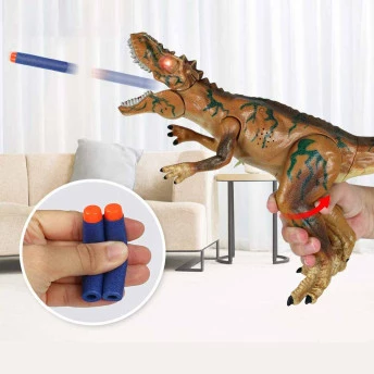 Lançador de Dardos - 2 em 1 - Dino Attack com Luz e Som - T-Rex - Multikids
