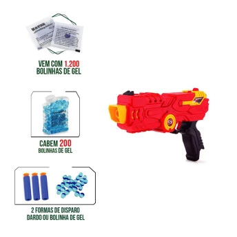 Lançador de Dardos e Bolinhas de Gel - SuperShot - Dual Fire - Polibrinq 
