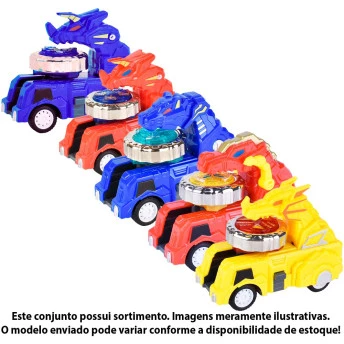Lançador e Pião de Batalha - Dino Tiger Car - ZipZap - Sortido - DM Toys