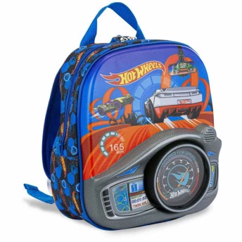 Lancheira 3D Infantil - Hot Wheels - Painel - Azul - P - Maxtoy