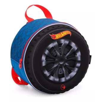 Lancheira 3D Infantil Térmica - Hot Wheels - Pneu - Azul - Luxcel