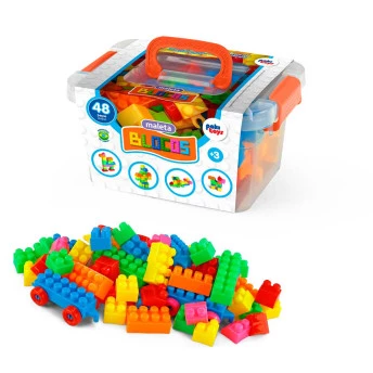 Maleta com Blocos de Montar - 48 peças - Pakitoys