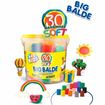 Massinha de Modelar - ART KIDS - Soft - Big Balde - 30 Massinhas - Acrilex
