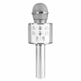 Microfone Bluetooth Infantil - Divertido WS858 - Prata - Mundo Encantado