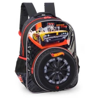 Mochila 3D de Costas Infantil - Hot Wheels - Pneu - Luxcel