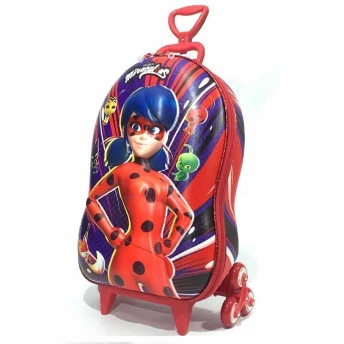 Mochila 3D de Rodinhas Infantil - Miraculous - Ladybug - Maxtoy