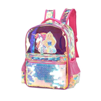 Mochila Barbie Metalizada Unicórnio Lantejoulas - Luxcel