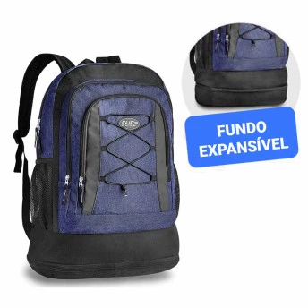 Mochila de Costas Juvenil - Clio Wear - Clio Travel - Expansível - Azul - Clio Style