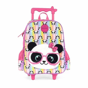 Mochila de Rodinha Infantil - Up4You - Pandinhas - Rosa - Luxcel