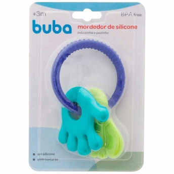 Mordedor de Silicone para Bebê - Mãozinha e Pezinho - Azul e Verde - Buba