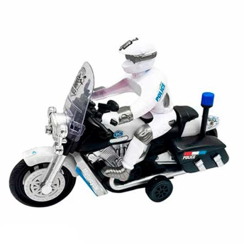 Moto de Fricção - Polícia - Luz e Som - Branca - DM Toys