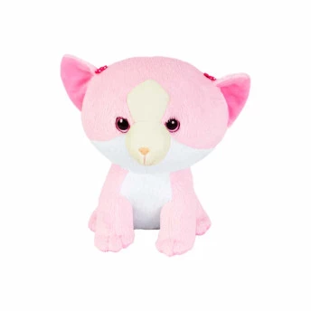 Pelúcia Infantil - 21 cm - Gatinha Cabeça - Rosa - Anjos Baby