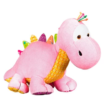 Pelúcia Infantil - 31 cm - Creck-Creck - Dinossauro Dino - Rosa - Anjos Baby