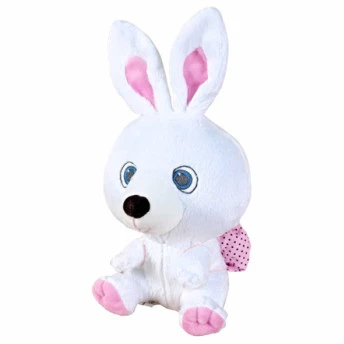 Pelúcia Infantil - 33 cm - Coelhinha Cabeça - Branca - Anjos Baby
