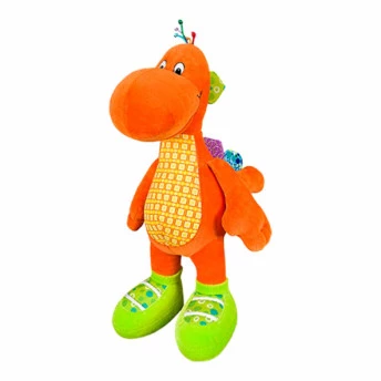 Pelúcia Infantil - 36 cm - Dinossauro Horácio - Laranja - Anjos Baby