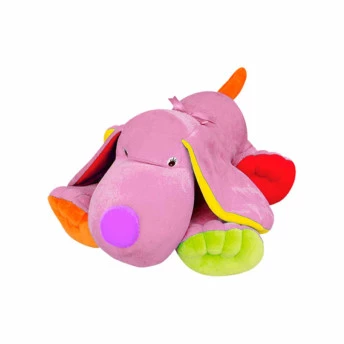 Pelúcia Infantil - 46 cm - Cachorra - Choco G - Rosa - Anjos Baby