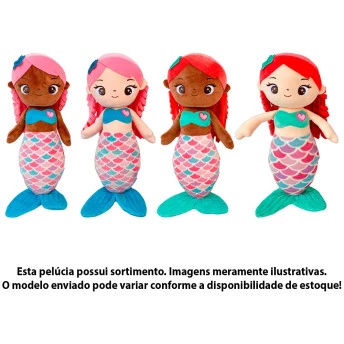Pelúcia Infantil - Amigos do Coração - Sereia - Sortido - DM Toys