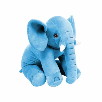 Pelúcia Infantil Almofada - 50 cm - Elefante Baby - M - Azul - W.U. Bichos de Pelúcia