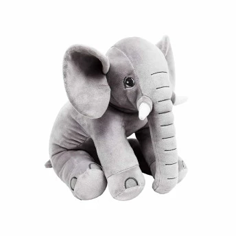 Pelúcia Infantil Almofada - 50 cm - Elefante Baby - M - Cinza - W.U. Bichos de Pelúcia