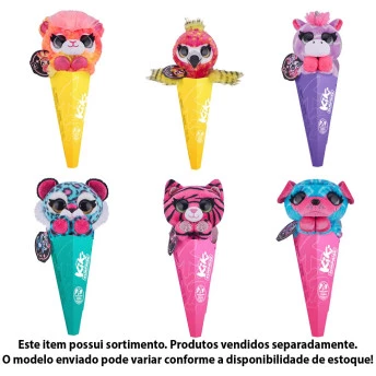 Pelúcia Infantil no Cone - Kiki Surprise - Neon - Sortido - Fun Divirta-se