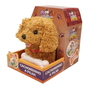 Pelúcia Interativa - PlayFull Pets - Cachorrinho Marrom - Toyng