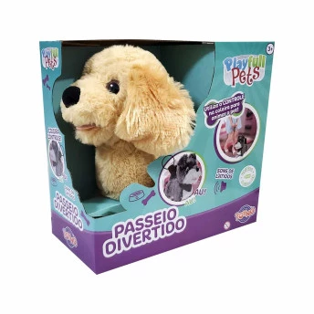 Pelúcia Interativa - PlayFull Pets - Passeio Divertido - Cachorro Caramelo - Toyng