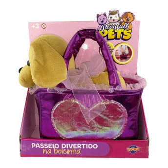 Pelúcia Infantil - PlayFull Pets - Passeio Divertido na Bolsinha - Cachorrinho - Toyng