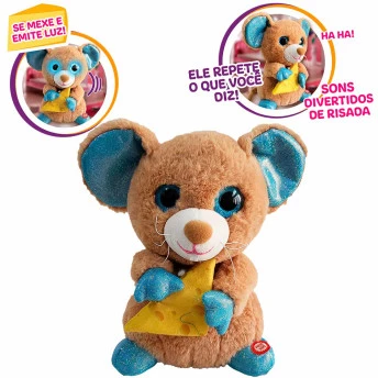 Pelúcia Interativa - PlayFull Pets - Sons e Luz - Ratinho - Toyng