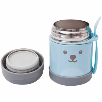 Potinho com Talher - Aço Inox - Térmico - 320ml - Gumy - Azul - Buba