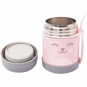 Potinho com Talher - Aço Inox - Térmico - 320ml - Gumy - Rosa - Buba