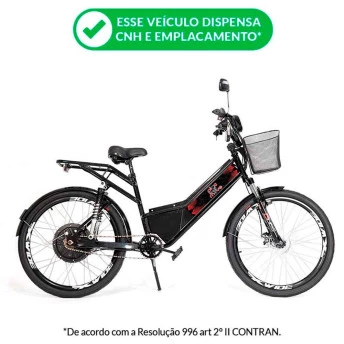 Bicicleta Elétrica - Street Plus PAM - 800w 48v - Preta - Plug and Move