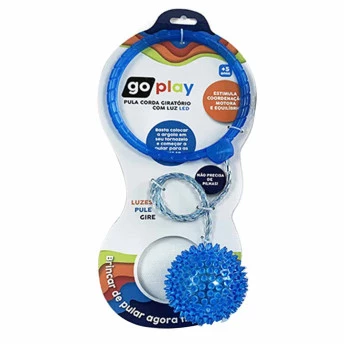 Pula Corda Giratório - com Luz de Led - Go Play - Spin Ball - Azul - Multikids