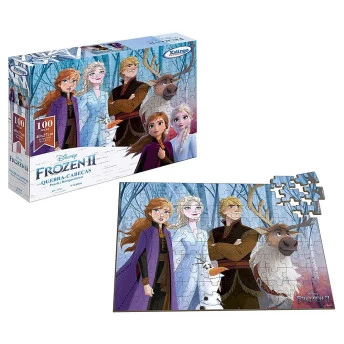 Quebra-Cabeça Infantil - 100 Peças - Madeira - Frozen 2 - Xalingo