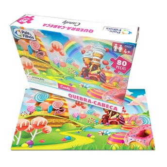 Quebra Cabeça Cartonado Candy - 80 Peças - Pais e Filhos