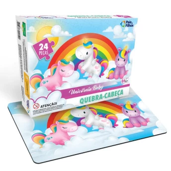 Quebra-Cabeça Infantil - 24 Peças - Rainbow - Unicórnio Baby - Pais e Filhos