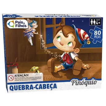 Quebra Cabeça Pinóquio - 80 Peças - Pais e Filhos
