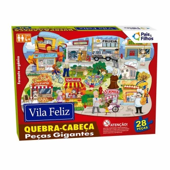 Quebra-Cabeça Gigante Infantil - 28 Peças - Vida Feliz - Pais e Filhos