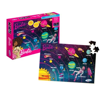 Quebra-Cabeça - 100 Peças - Madeira - Barbie - Sistema Solar - Xalingo