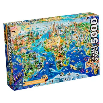 Quebra-Cabeça - 5000 Peças - Mapa-Múndi Turístico - Grow