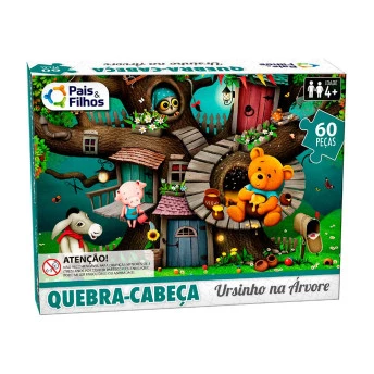 Quebra-Cabeça Infantil - 60 Peças - Ursinho na Árvore - Pais e Filhos