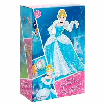 Quebra-Cabeça Contorno - 77 Peças - Princesas Disney - Cinderela - Grow